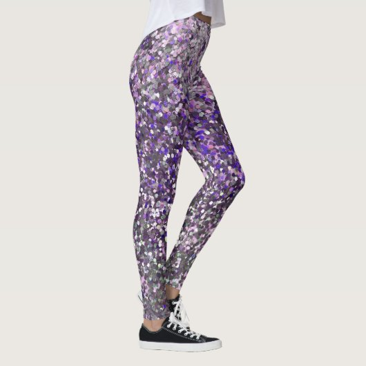 Leggings Séquin de Parties scintillant d'argent violet de f (Droite)