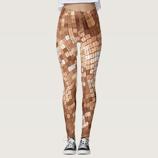 Leggings Séquins couleur cuivre brillant FAUX scintillant (Devant)