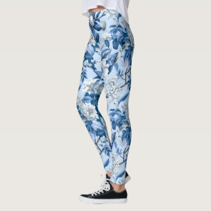 Leggings Série Chinoserie bleu et blanc Design 3