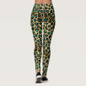 Leggings Série Teal et Or Design Léopard 14 (Dos)