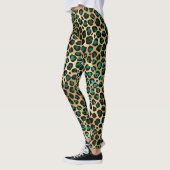 Leggings Série Teal et Or Design Léopard 14 (Gauche)