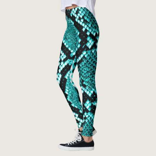 Leggings Serpent à sonnette à sonnette de diamant Aqua (Gauche)