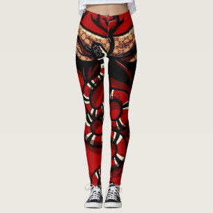 Leggings Serpent de gâteau de velours rouge