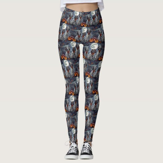 Leggings Setter Anglais Halloween Effrayant (Devant)