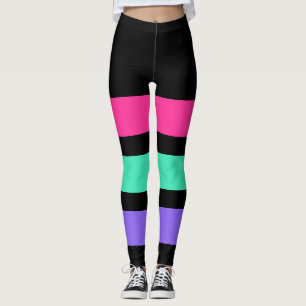 Leggings SEULEMENT RAYURES - rose, menthe, lilas léger