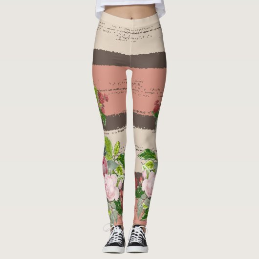 Leggings Shabby chic blooming flowers (Devant)
