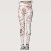 Leggings Shabby Chic Rose Or et blanc Distressed Damask (Devant)