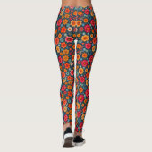 Leggings Shades of Saffron and Blue Floral (Dos)
