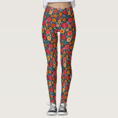 Leggings Shades of Saffron and Blue Floral (Devant)