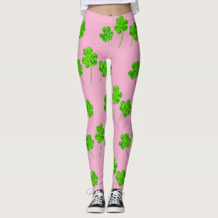 Leggings Shamrock Clover Green Black St. Patrick's Day