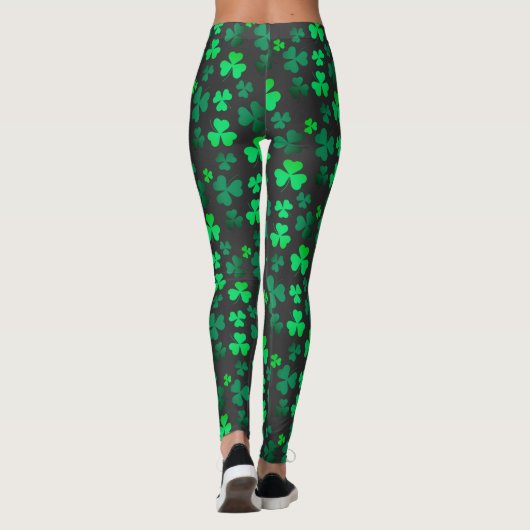 Leggings Shamrock Clover Irlande Irish Modern Green & Black (Dos)