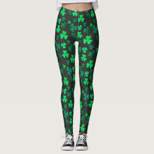 Leggings Shamrock Clover Irlande Irish Modern Green & Black