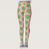 Leggings Shamrock Clover rose En vichy Saint Patrick's Day (Devant)