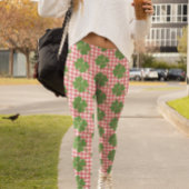 Leggings Shamrock Clover rose En vichy Saint Patrick's Day