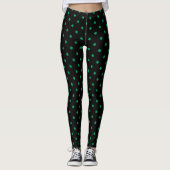 Leggings Shamrock de la Saint Patrick Vert Motif Noir (Devant)