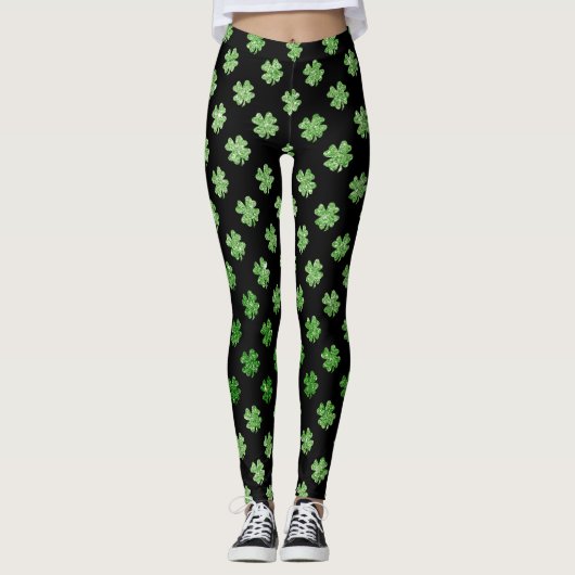 Leggings Shamrock de Parties scintillant vert irlandais per (Devant)