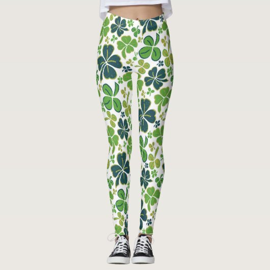 Leggings Shamrock de trèfle vert Motif Saint Patrick`s Day (Devant)