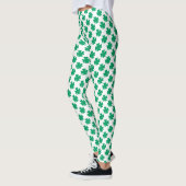 Leggings Shamrock Feuille St Patrick Day Vert blanc élégant (Gauche)