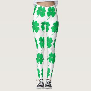 Leggings Shamrock Green St. Patricks Day Blanc
