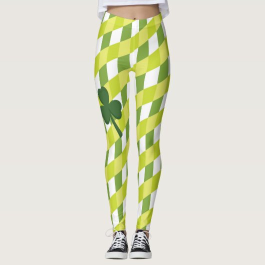 Leggings Shamrock & Green Stripes - Soyez irlandais pour un (Devant)