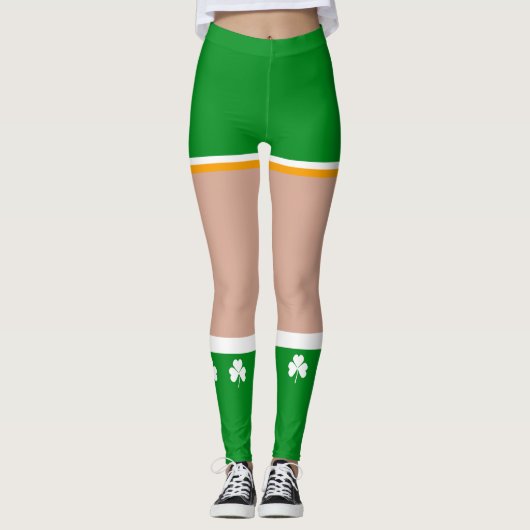 Leggings Shamrock irlandais Jour de la Saint Patrick romant (Devant)