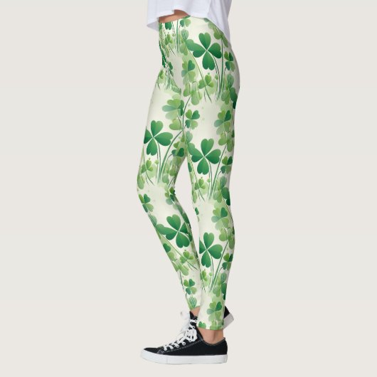Leggings Shamrock Quatre feuilles Clover St Patrick's Day (Gauche)