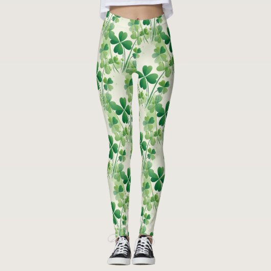 Leggings Shamrock Quatre feuilles Clover St Patrick's Day (Devant)