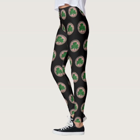 Leggings Shamrock rose sur les pattes celtiques (Gauche)