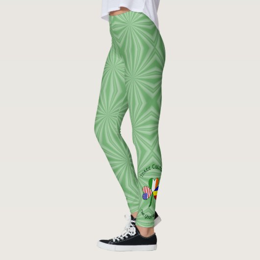Leggings Shamrock roumain irlandais drapeaux américains Per (Gauche)