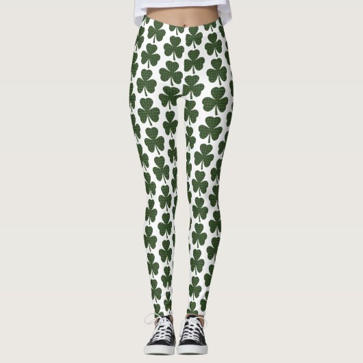 Leggings Shamrock Shape Plaid Dark Green (Devant)