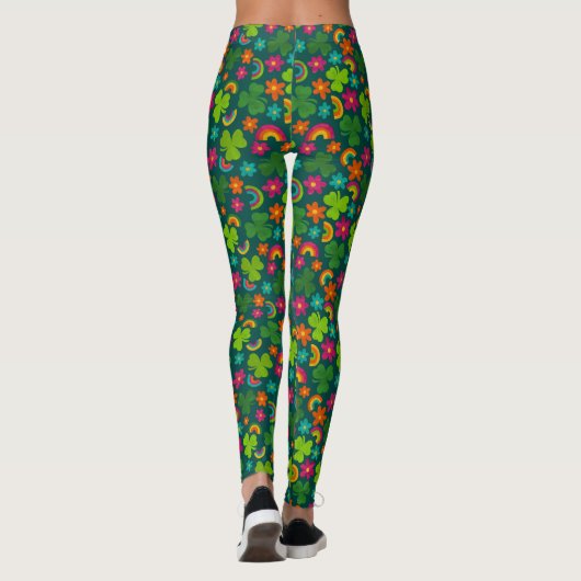 Leggings Shamrocks, fleurs et arcs-en-ciel Saint Patrick's  (Dos)