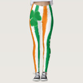 Leggings Shamrocks oranges verts irlandais du jour | de St (Devant)
