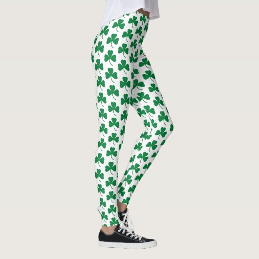 Leggings Shamrocks verts en blanc, Saint Patrick's Day (Droite)