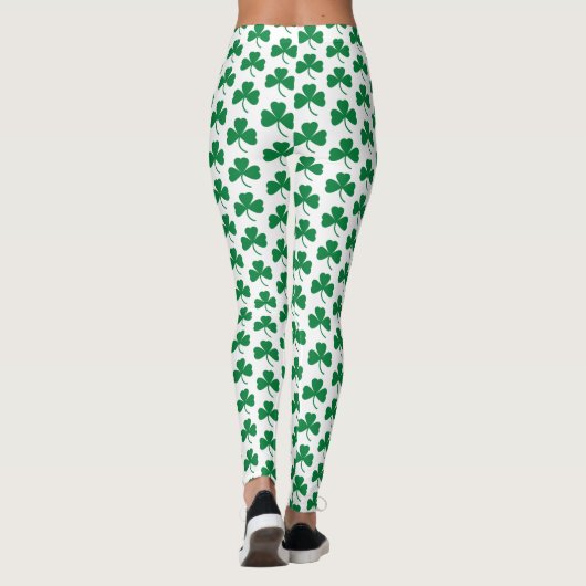 Leggings Shamrocks verts en blanc, Saint Patrick's Day (Dos)