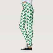 Leggings Shamrocks verts en blanc, Saint Patrick's Day (Gauche)