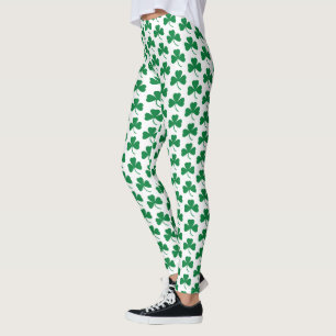 Leggings Shamrocks verts sur le blanc, le jour de St