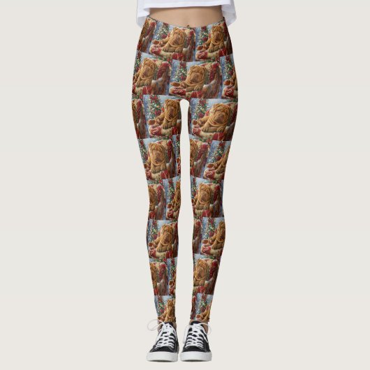 Leggings Shar Pei Chien Fête de Noël (Devant)