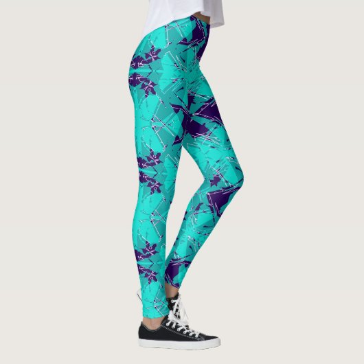Leggings Shattered Aqua and Purple Kaleidoscope (Droite)