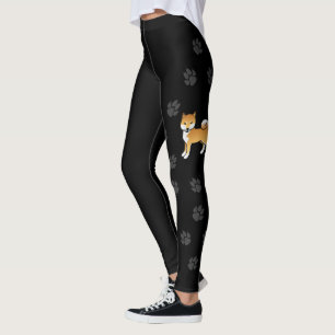 Leggings Shiba Inu rouge mignon chien de dessin animé & pat
