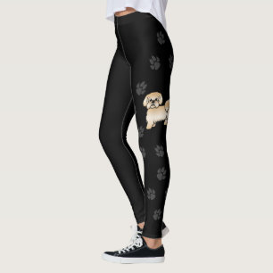 Leggings Shih Tzu doré Chien de dessin animé mignon & Patte