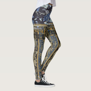 Leggings Shortie floral oriental bleu