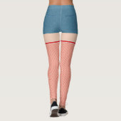 Leggings Shorts Dénim Bleu Avec Poisson Rouge & Blanc (Dos)