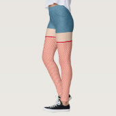 Leggings Shorts Dénim Bleu Avec Poisson Rouge & Blanc (Gauche)