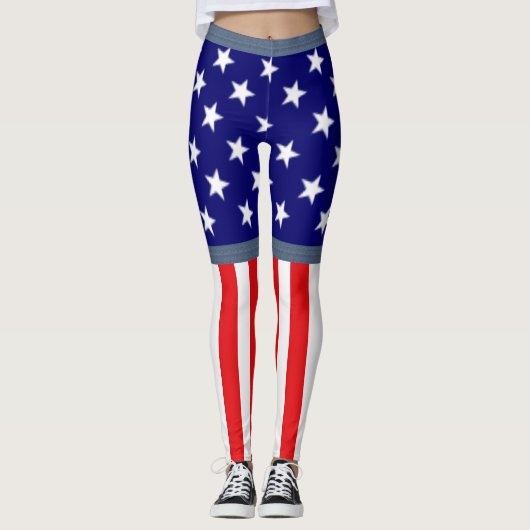 Leggings Shorts Drapeau Américain (Devant)