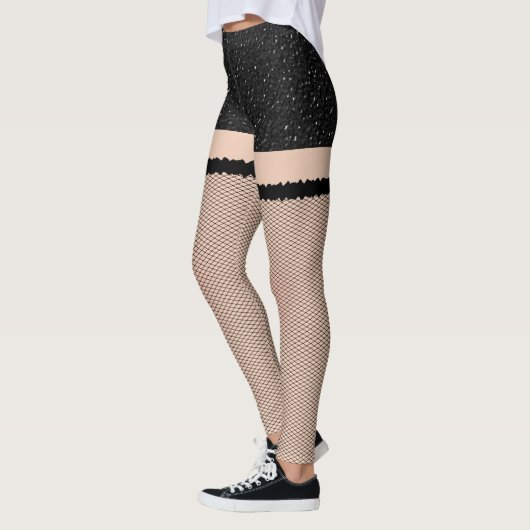 Leggings Shorts En Cuir Noir Avec Poisson (Gauche)