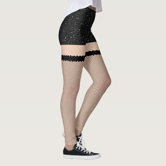 Leggings Shorts En Cuir Noir Avec Poisson (Droite)