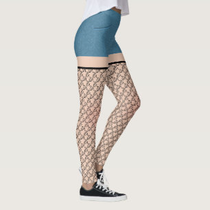 Leggings Shorts en jean bleu et bas à carreaux