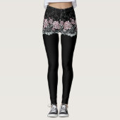 Leggings Shorts roses de ceinture de dentelle sur les (Devant)
