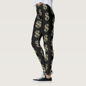 Leggings Signaux en dollars d'or et de pliage sur noir (Gauche)