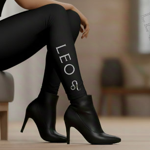 Leggings Signe du zodiaque Lion Argent Noir Astrologie Anni